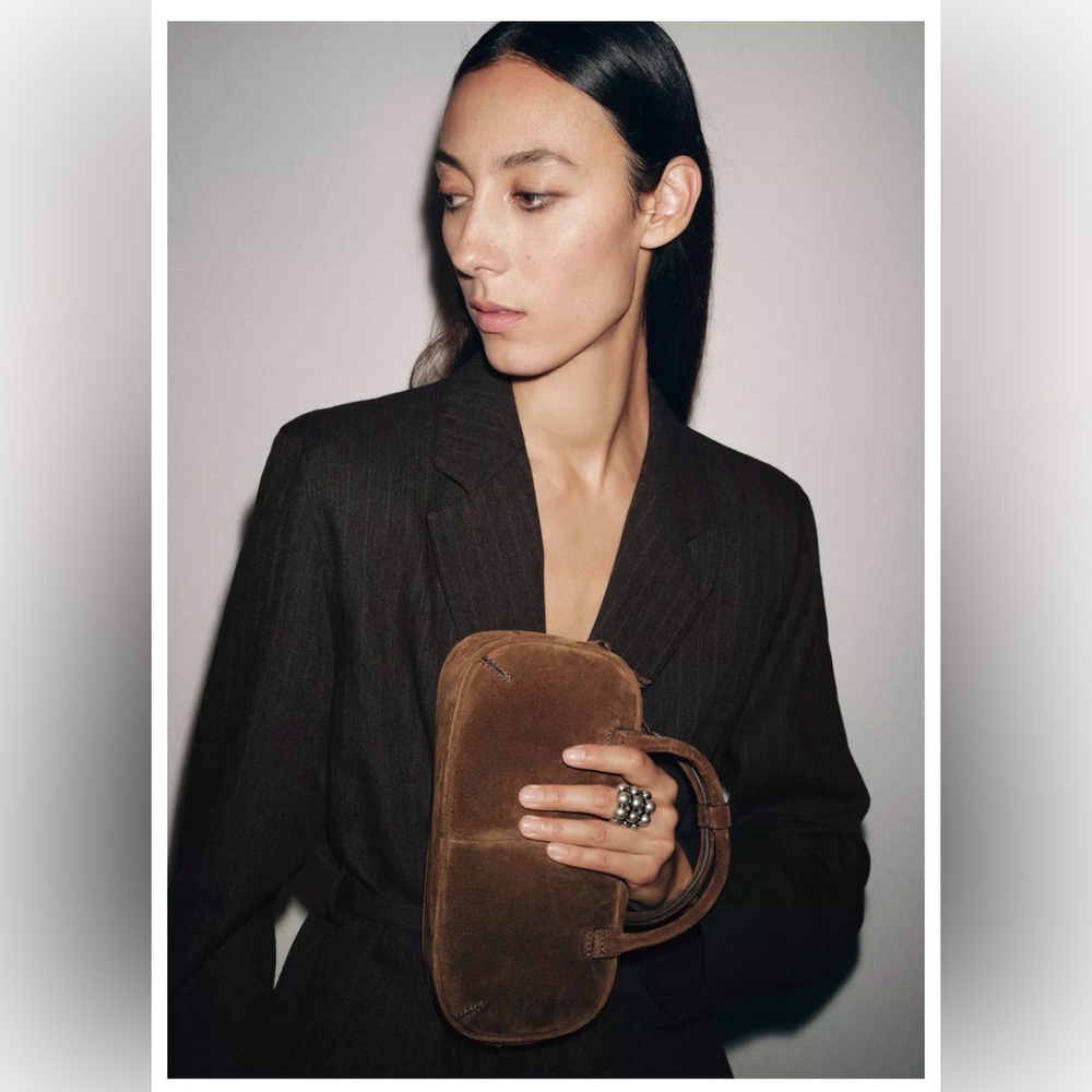 Mini leather bowling bag